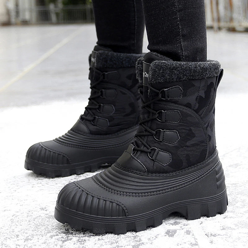 Men’s Heavy-Duty Winter Footwear, Labor Day Camping, Waterproof Faux Fur, Skiing Ready, Comfortable for Hiking