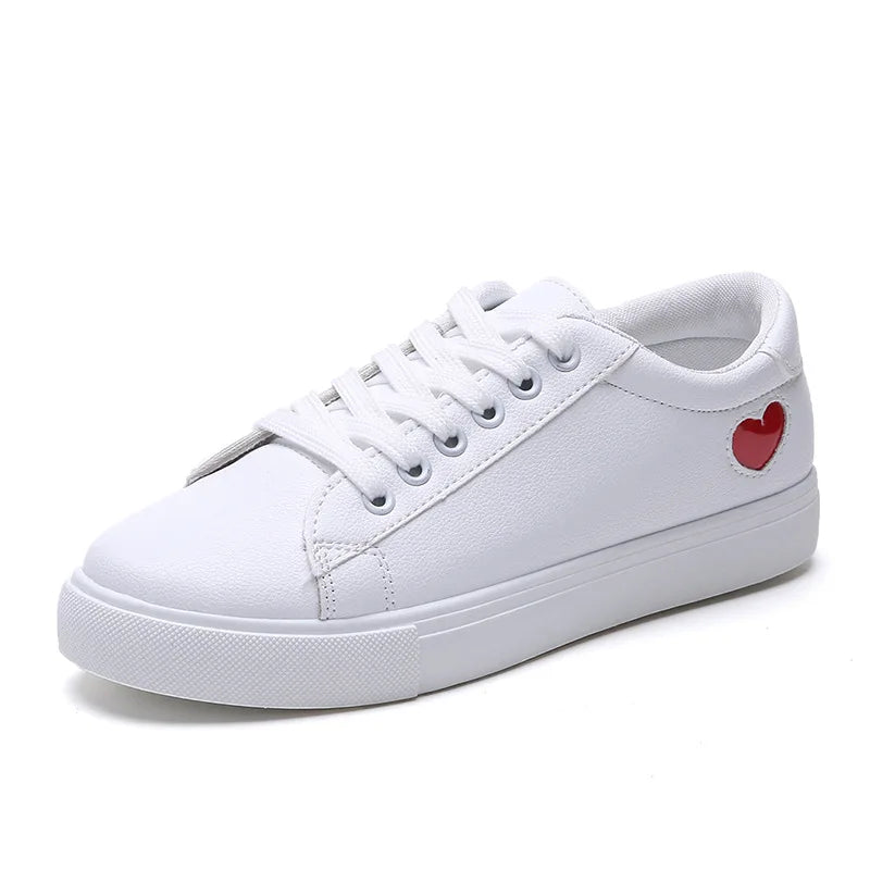 Women Sneakers Fashion Breathble Vulcanized Shoes Pu Leather Platform Shoes White Lace Up Casual Tenis Shoes Zapatos Mujer