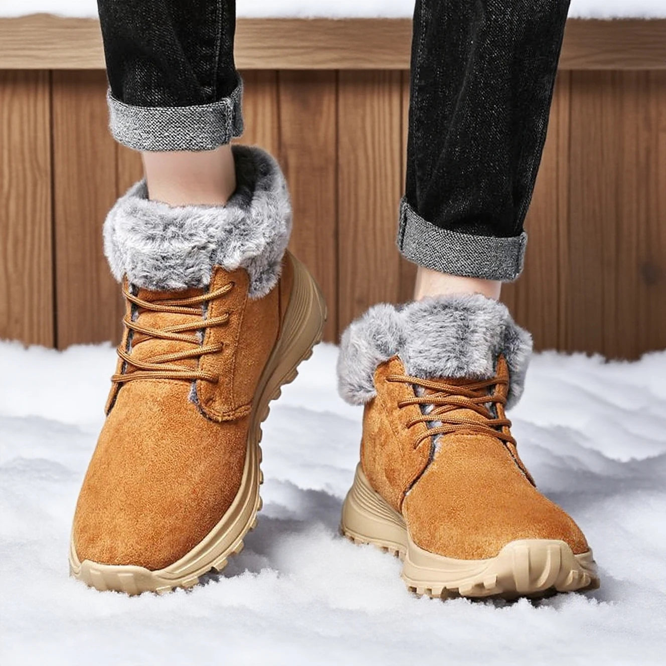 Men Boots Snow Warm Ankle Boots Plush Winter Boots For Men Outdoor Walking Platform Casual Shoes Footwear Size 39-46