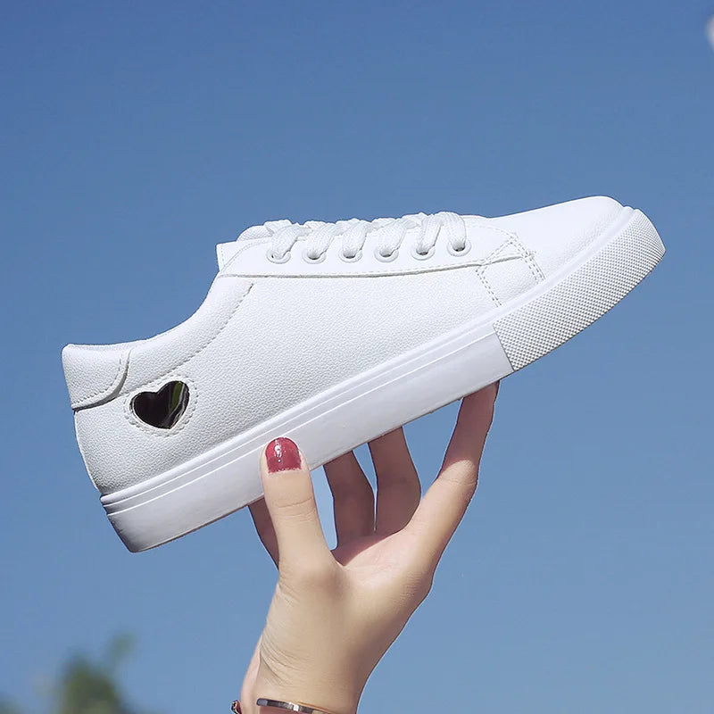 Women Sneakers Fashion Breathble Vulcanized Shoes Pu Leather Platform Shoes White Lace Up Casual Tenis Shoes Zapatos Mujer