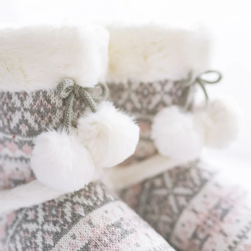 Plush Slippers Boots for Women Warm Fluffy Winter Indoor and Outdoor Cute Home Shoes
