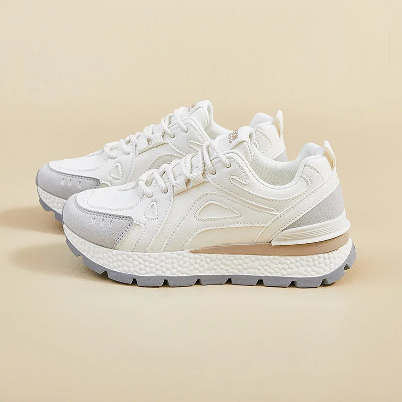 2025 Women's Chunky Dad Shoes, Korean Style Platform Sneakers for Height Increase, Casual Thick Sole Running Shoes for Fall