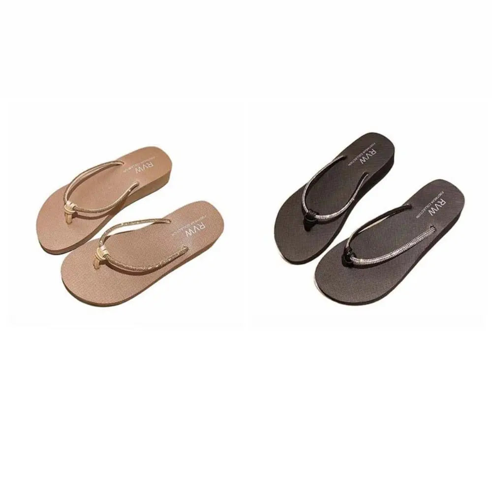 Soft PVC Crystal Flip Flops Waterproof Non-Slip Vacation Slides Sandals Shoes Platform Beach Slippers Women Summer