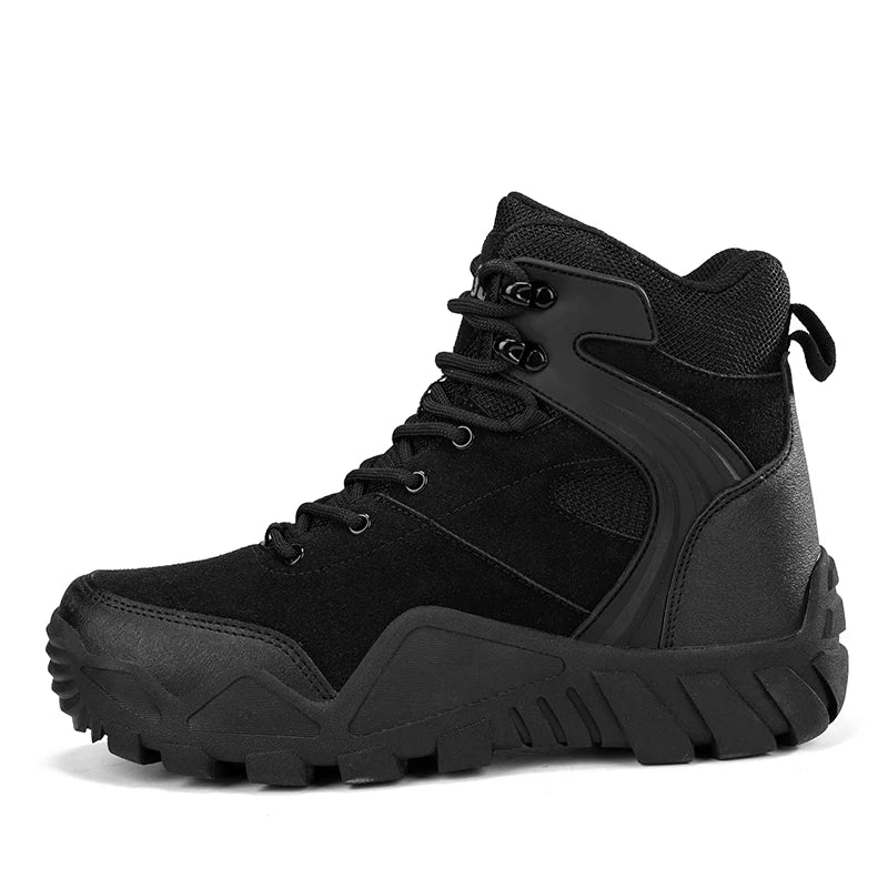 High-top Boots Men Outdoor Thick-soled Shock-absorbing Combat Boots Men Soft Durable Casual Lace-up Comfortable Hiking Shoes Men