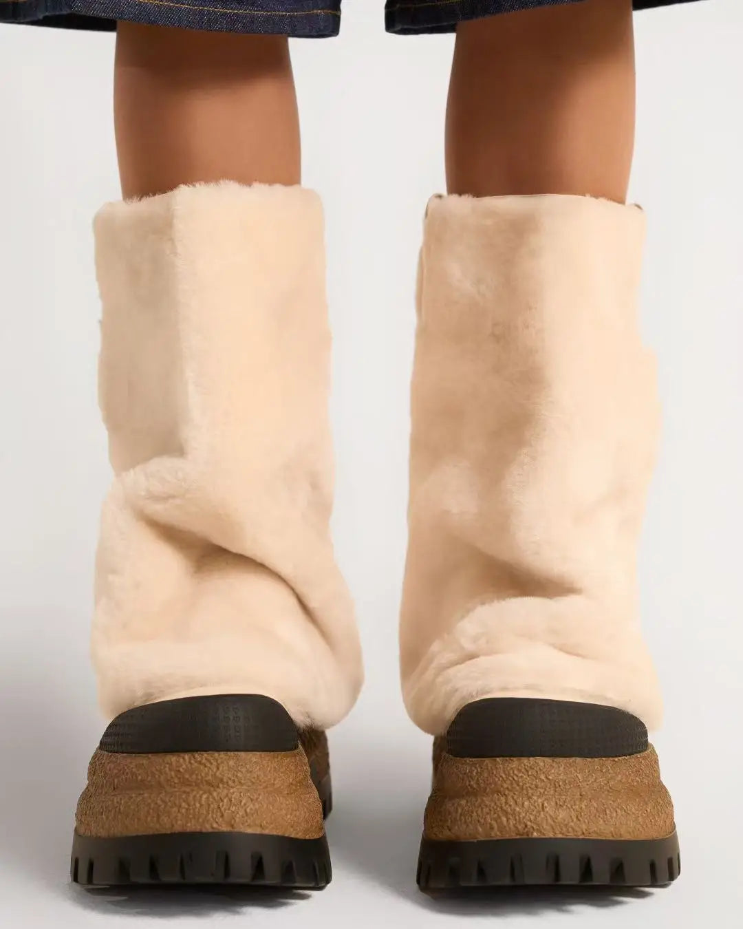 Europe And America Women's Slouchy Leather Boots Mid-Calf Length Chunky Street Style Accent Fashion Autumn/Winter Footwear