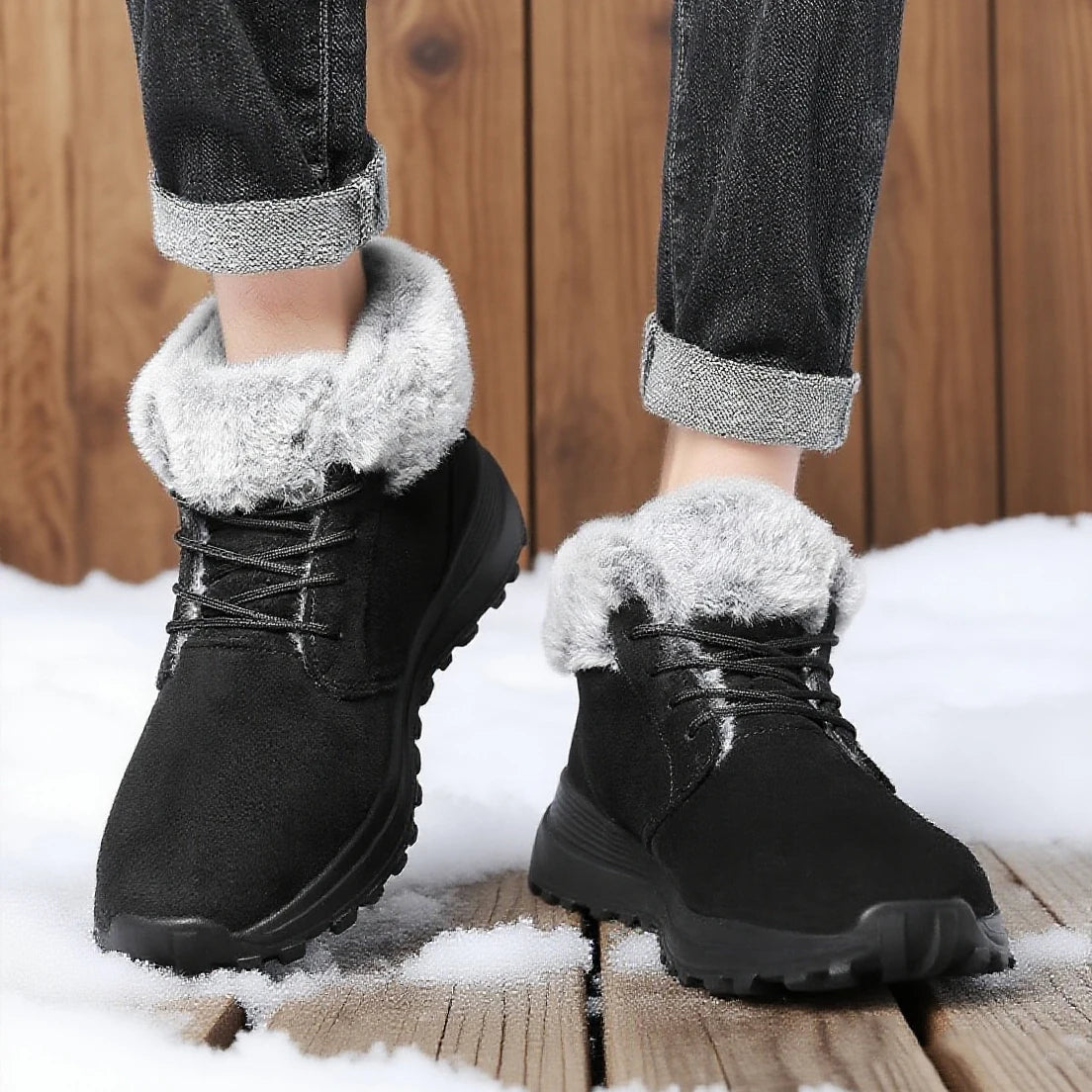 Men Boots Snow Warm Ankle Boots Plush Winter Boots For Men Outdoor Walking Platform Casual Shoes Footwear Size 39-46