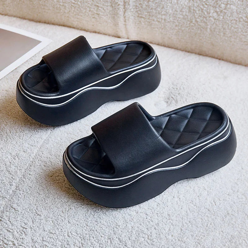 New 24hours shipping odorless EVA slippers women summer high chunky shoes woman pink platform clogs slipper lady elevated shoes
