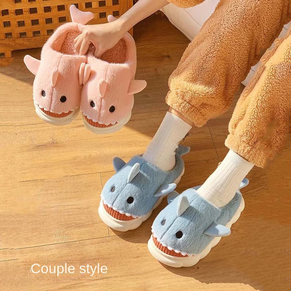 Cloudy Sharks Slipper Shark Plush Slippers Plush Slides Loafers Animals Winter Fluffy Slippers Funny Winter Shoes