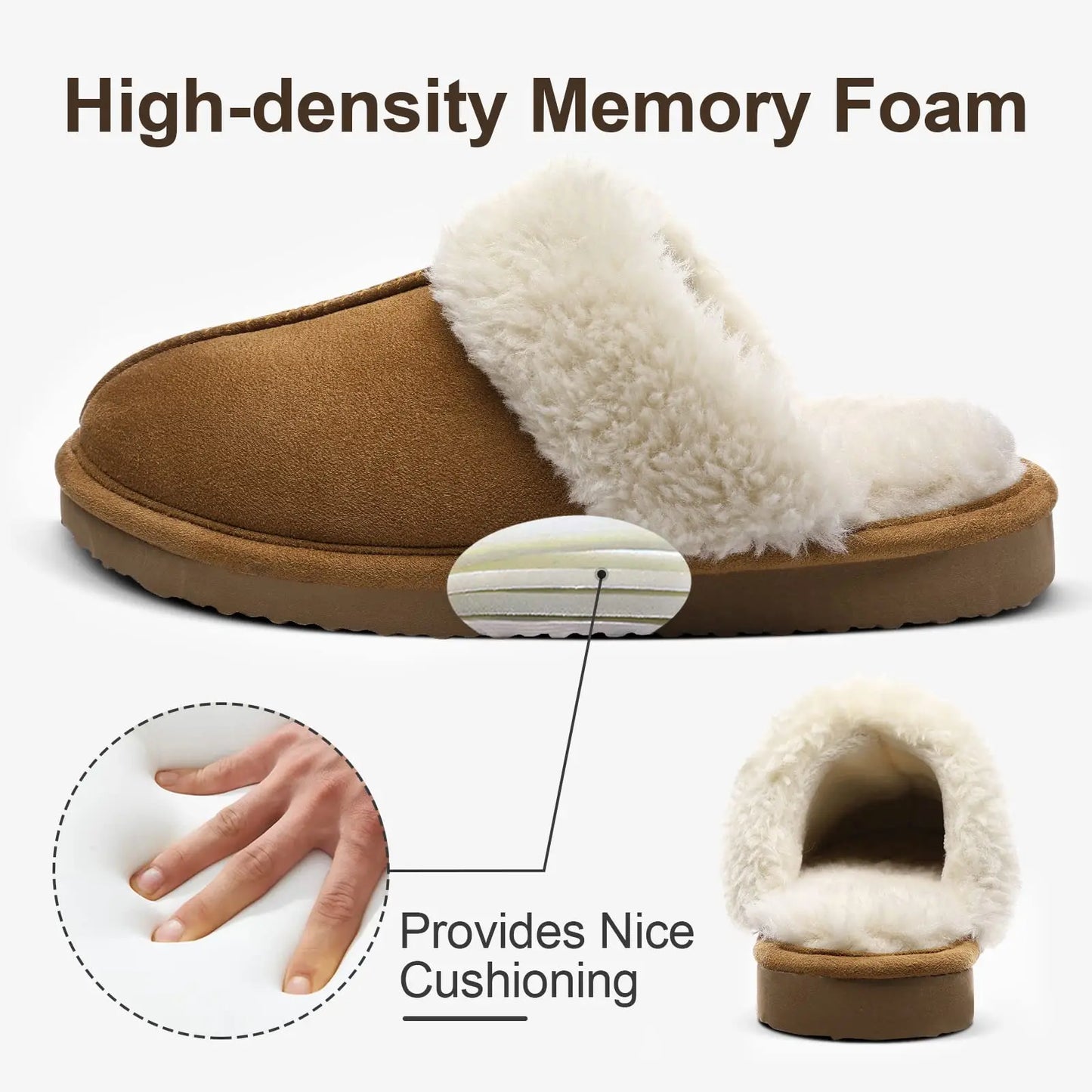 Bebealy New Womens Fuzzy Memory Foam Slippers Fluffy Winter House Shoes Indoor and Outdoor Non-slip Casual Furry Cotton Slippers
