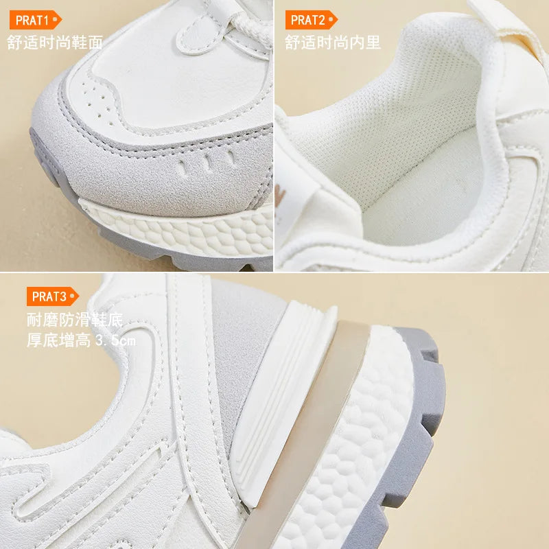 2025 Women's Chunky Dad Shoes, Korean Style Platform Sneakers for Height Increase, Casual Thick Sole Running Shoes for Fall
