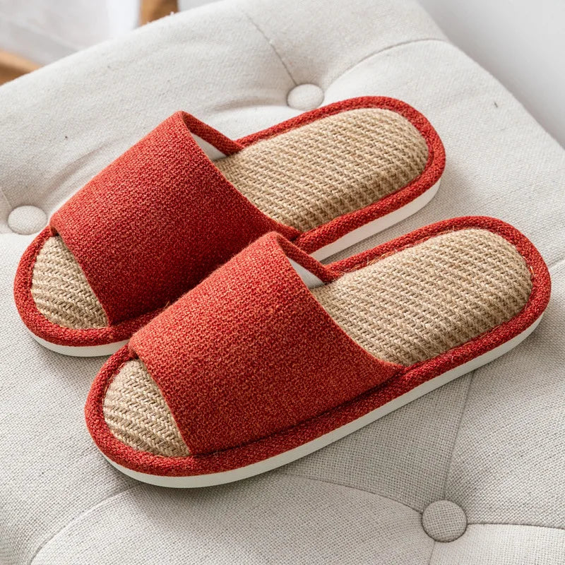 Home Linen Slipper for Women Cute Bunny Clouds Flip Flops Female Design Cozy Shoes Slides Four Season Platform Couples Sandals