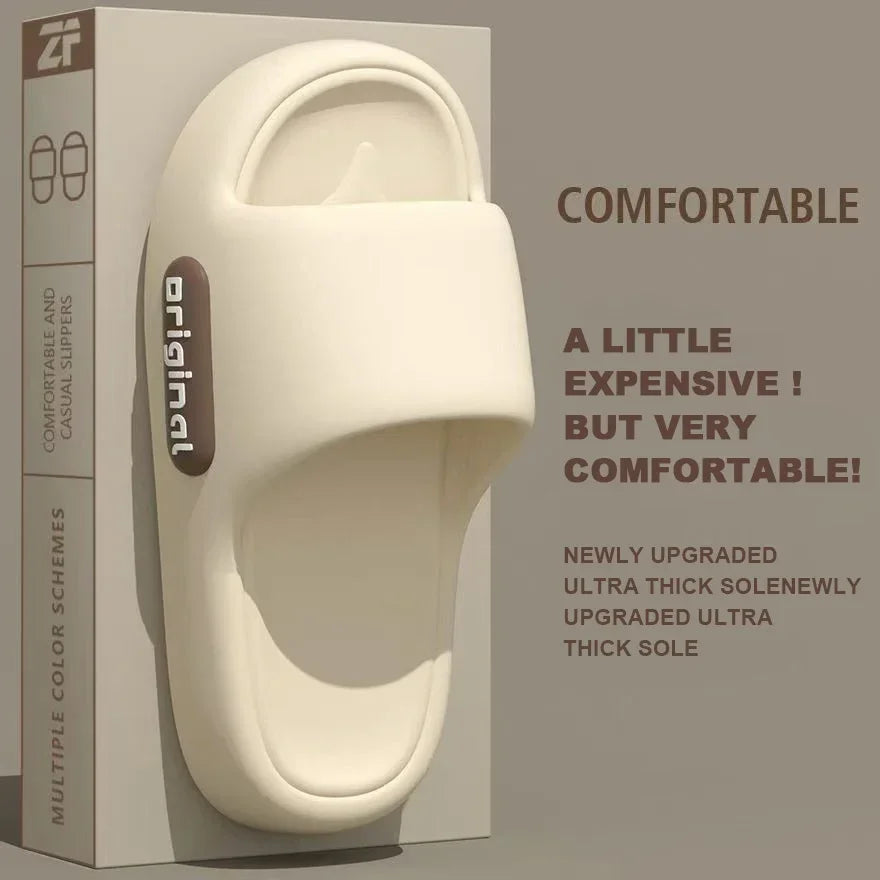 New Women Comfy Solid Color Soft Sole Slip Beach Flip Flops Summer Platform Cloud Slippers EVA Pillow Slides Woman Couple