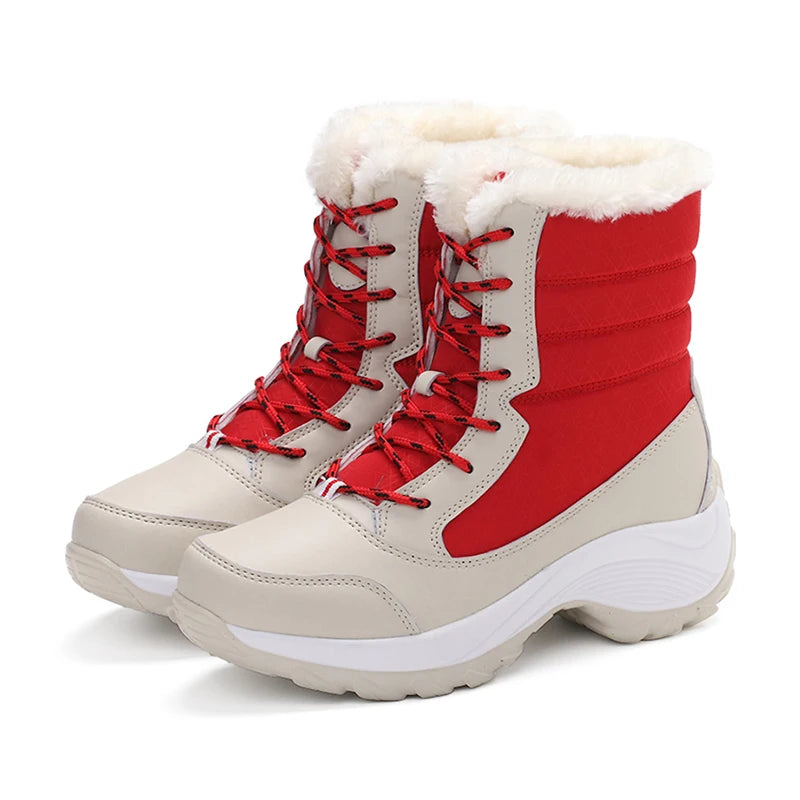Snow Women Boots Plus Size Ladies Shoes Lace-Up Women Shoes Platform Warm Ankle Boots New Botas Mujer Women's Winter Footwear