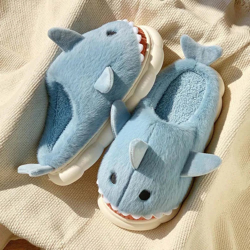 Cloudy Sharks Slipper Shark Plush Slippers Plush Slides Loafers Animals Winter Fluffy Slippers Funny Winter Shoes