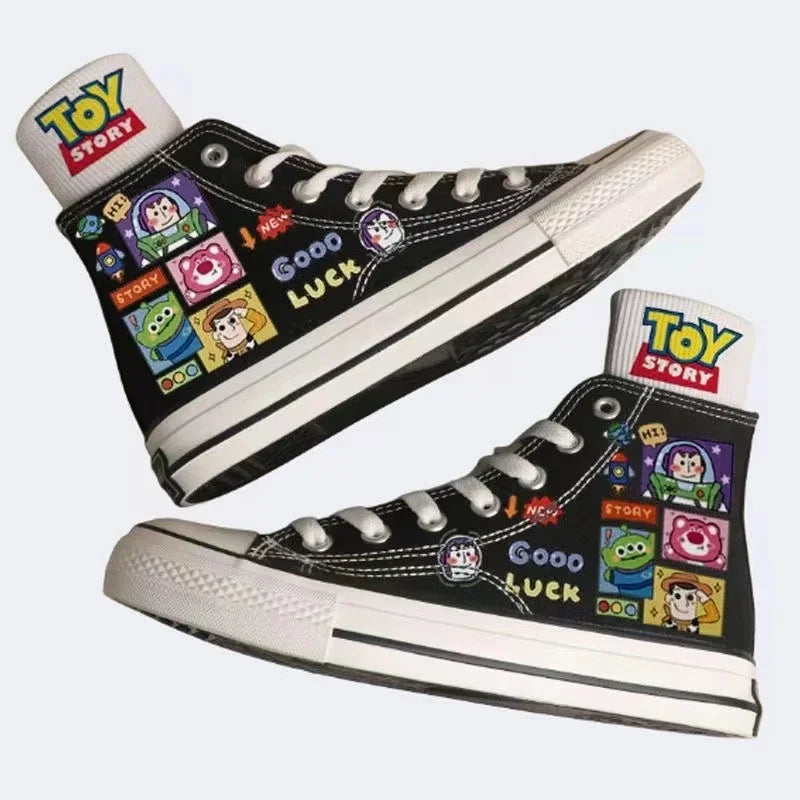 Buzz Lightyear Woody Lotso new plus size High Top Canvas Shoes Man Sneakers 2025 autumn Student Cartoon women girl Casual Shoes
