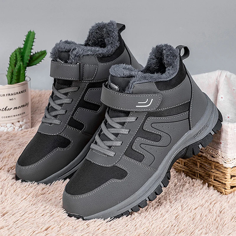 YRZL Men's Warm Shoes Thermal Waterproof Anti Slip Winter Hiking Boots Mens Outdoor Boots Comfortable Non Slip Sports Footwear