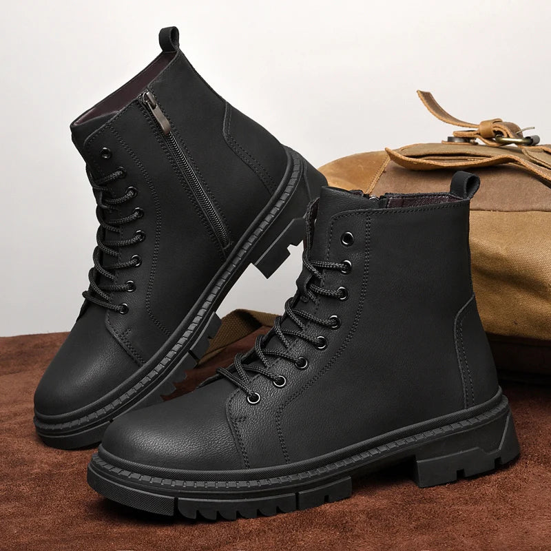 Men'sOutdoor Hiking Shoes,Hiking Travel Camping Leather Boots,All-season Leather Ankle Boots,Men's Casual Boots,Retro Work Boots