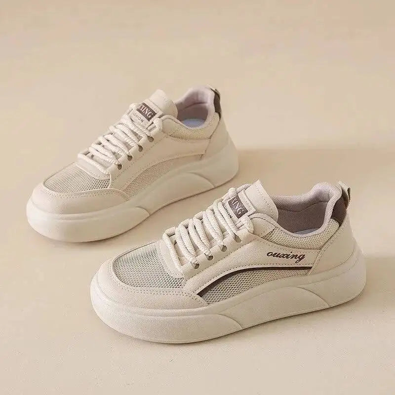 Casual Sneakers Women 2025 Summer New Women Breathable Hollow Out Mesh Shoes Versatile Thick Soled Sports Shoes Casual Sneakers