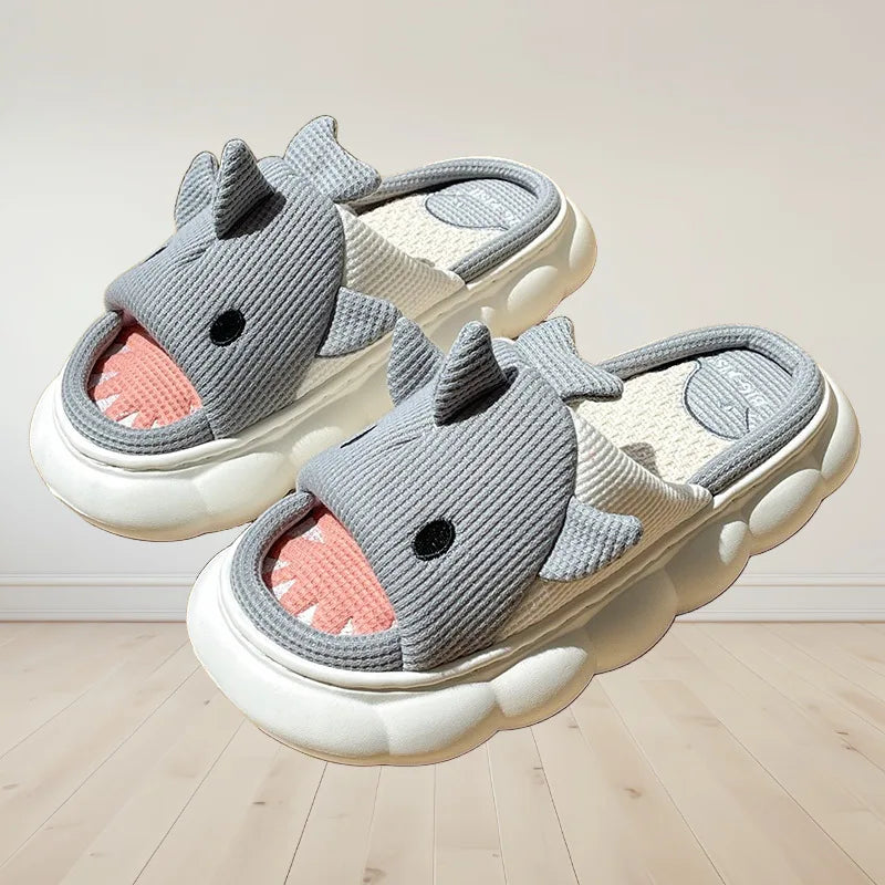 Home Linen Slipper for Women Cute Bunny Clouds Flip Flops Female Design Cozy Shoes Slides Four Season Platform Couples Sandals