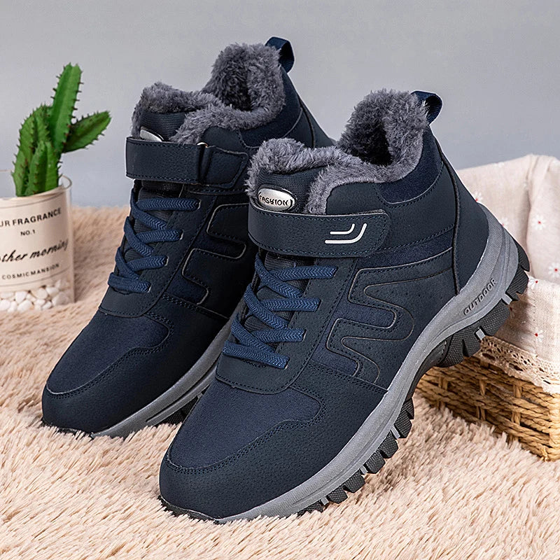 YRZL Men's Warm Shoes Thermal Waterproof Anti Slip Winter Hiking Boots Mens Outdoor Boots Comfortable Non Slip Sports Footwear