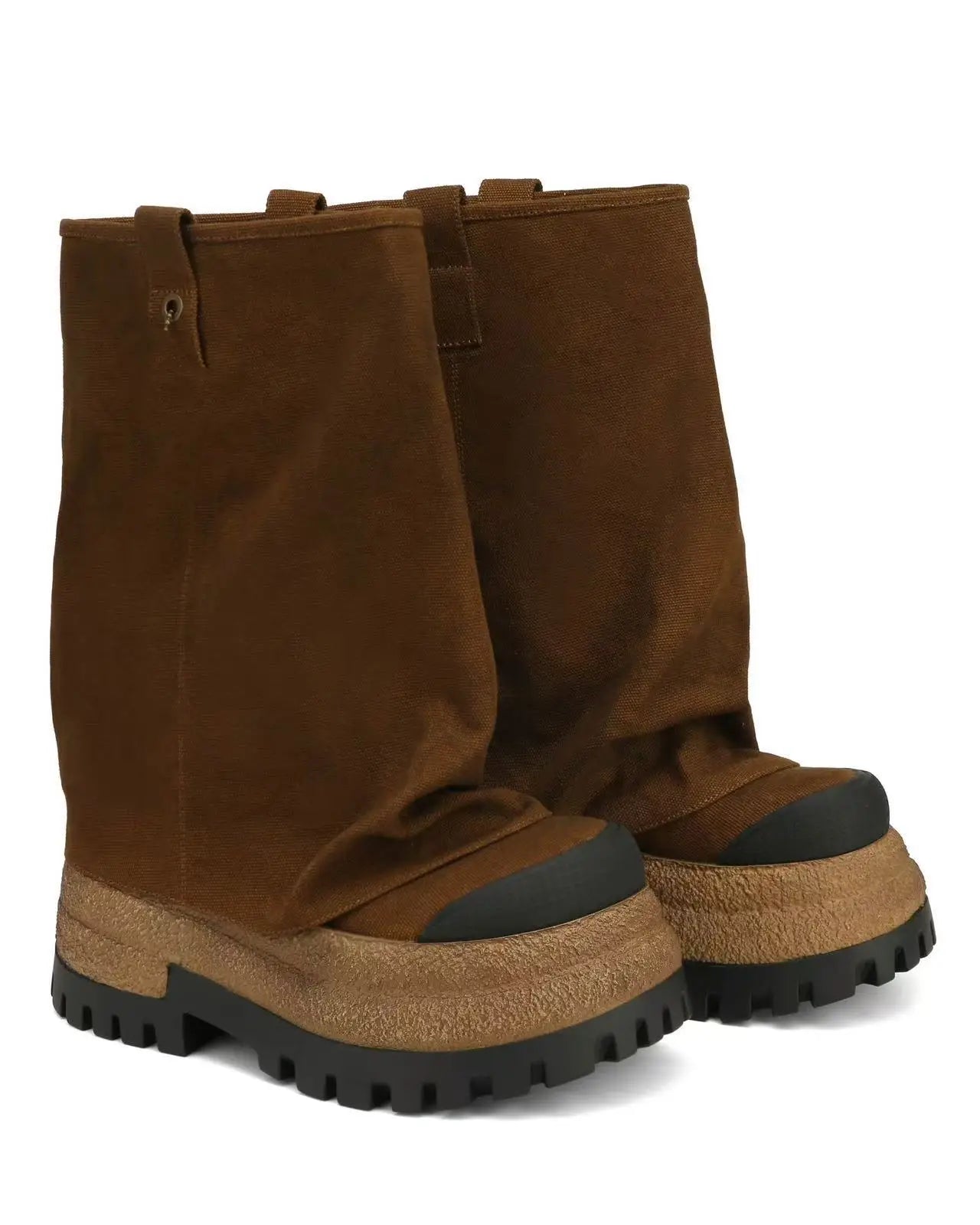 Europe And America Women's Slouchy Leather Boots Mid-Calf Length Chunky Street Style Accent Fashion Autumn/Winter Footwear