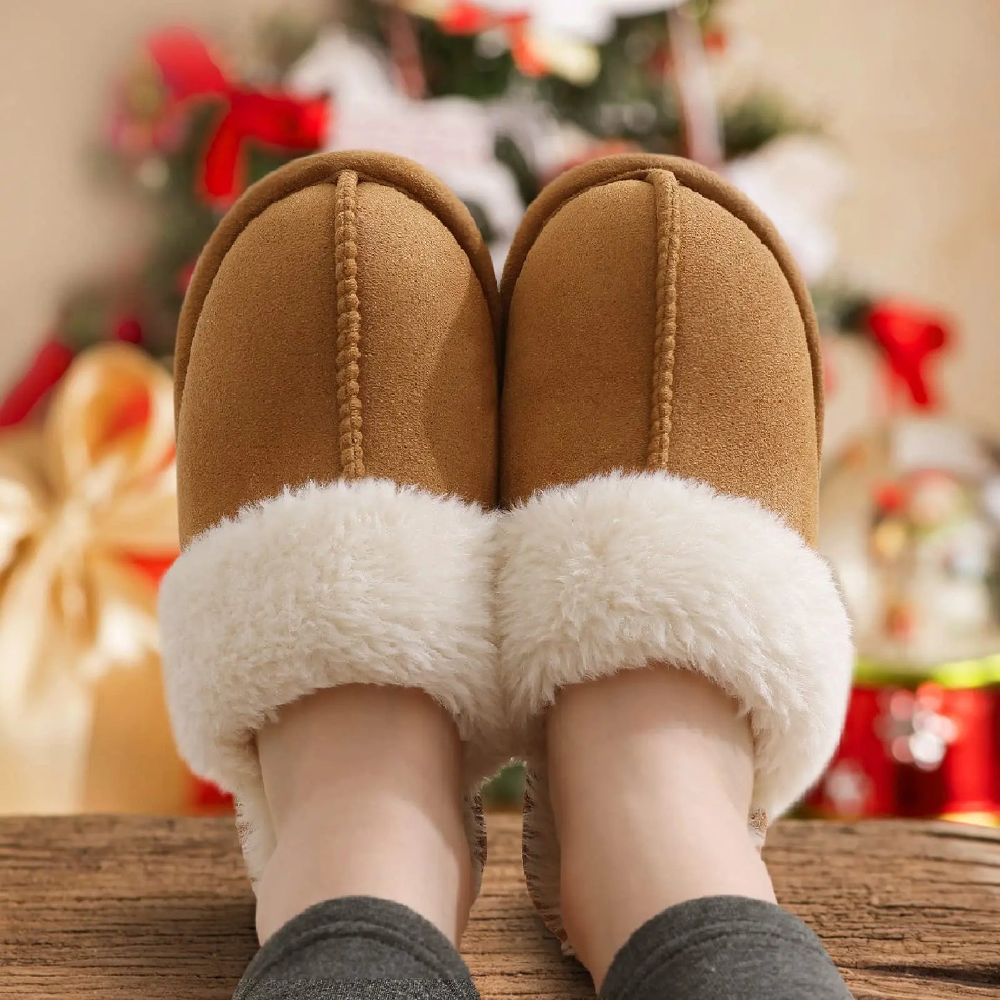 Bebealy New Womens Fuzzy Memory Foam Slippers Fluffy Winter House Shoes Indoor and Outdoor Non-slip Casual Furry Cotton Slippers