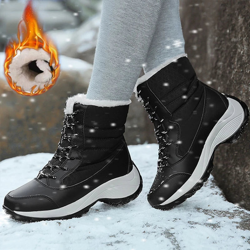 Snow Women Boots Plus Size Ladies Shoes Lace-Up Women Shoes Platform Warm Ankle Boots New Botas Mujer Women's Winter Footwear