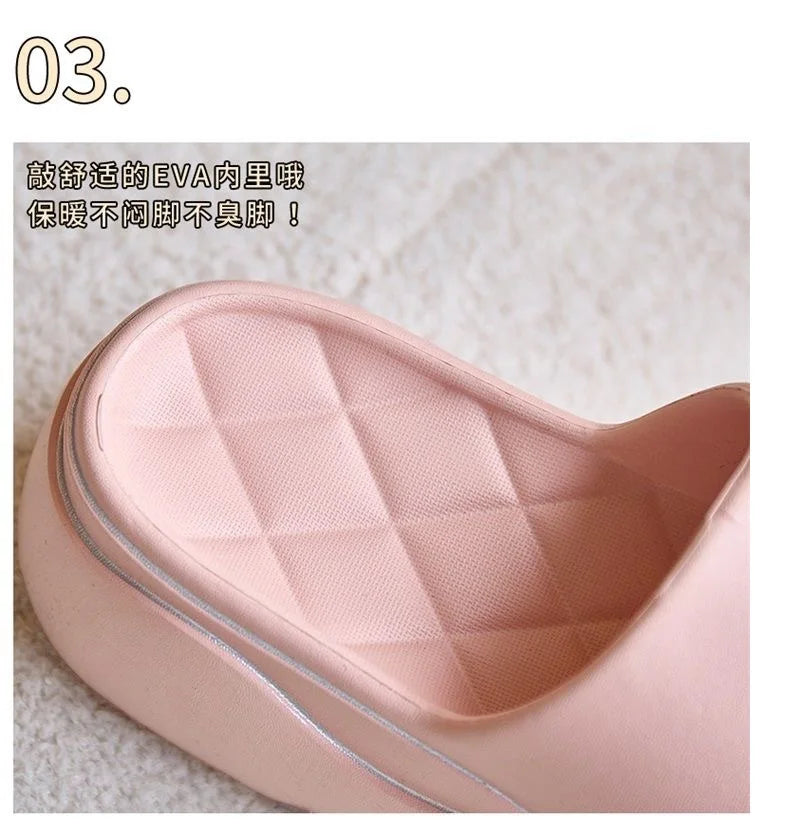 New 24hours shipping odorless EVA slippers women summer high chunky shoes woman pink platform clogs slipper lady elevated shoes