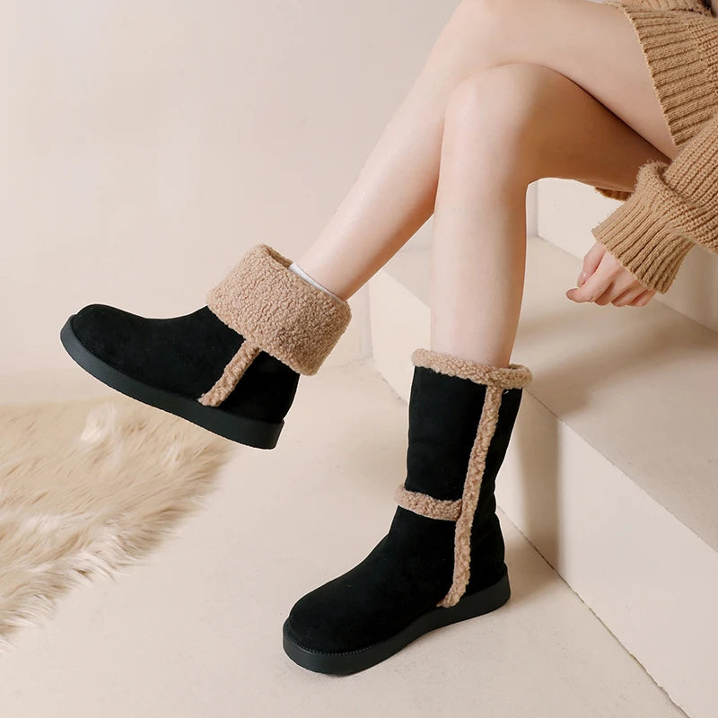 Lolita Boots Round Toe Plush Sexy Thigh High Heels High Sexy Boots-Women Winter Footwear Shoes Australia Elegant Fur Over-the-K