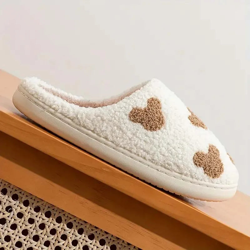 Ladies' Embroidered Teddy Bear Slippers for Autumn Winter Comfortable Warm Non-Slip Home Slippers