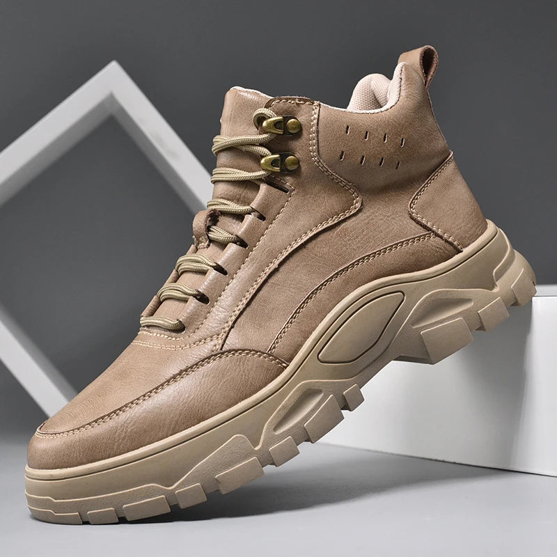 New 2025 Handmade Leather Boots Men Casual Shoes botas Design Sneakers Man Comfortable Leather Shoes Men Ankle Boots Outdoor
