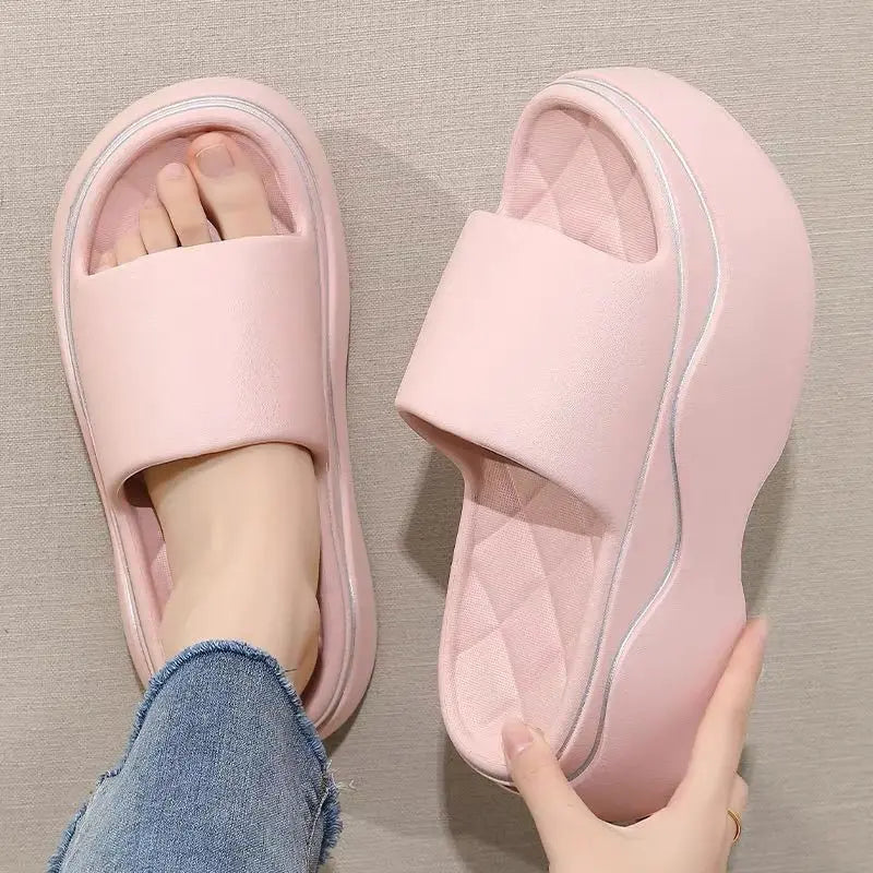 New 24hours shipping odorless EVA slippers women summer high chunky shoes woman pink platform clogs slipper lady elevated shoes