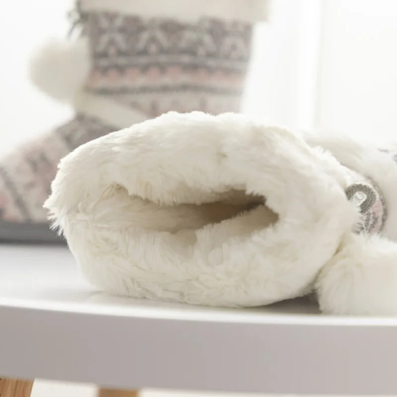 Plush Slippers Boots for Women Warm Fluffy Winter Indoor and Outdoor Cute Home Shoes