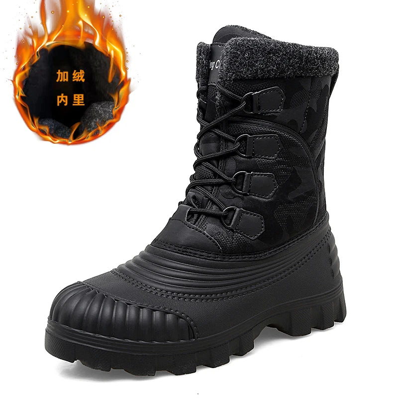 Men’s Heavy-Duty Winter Footwear, Labor Day Camping, Waterproof Faux Fur, Skiing Ready, Comfortable for Hiking