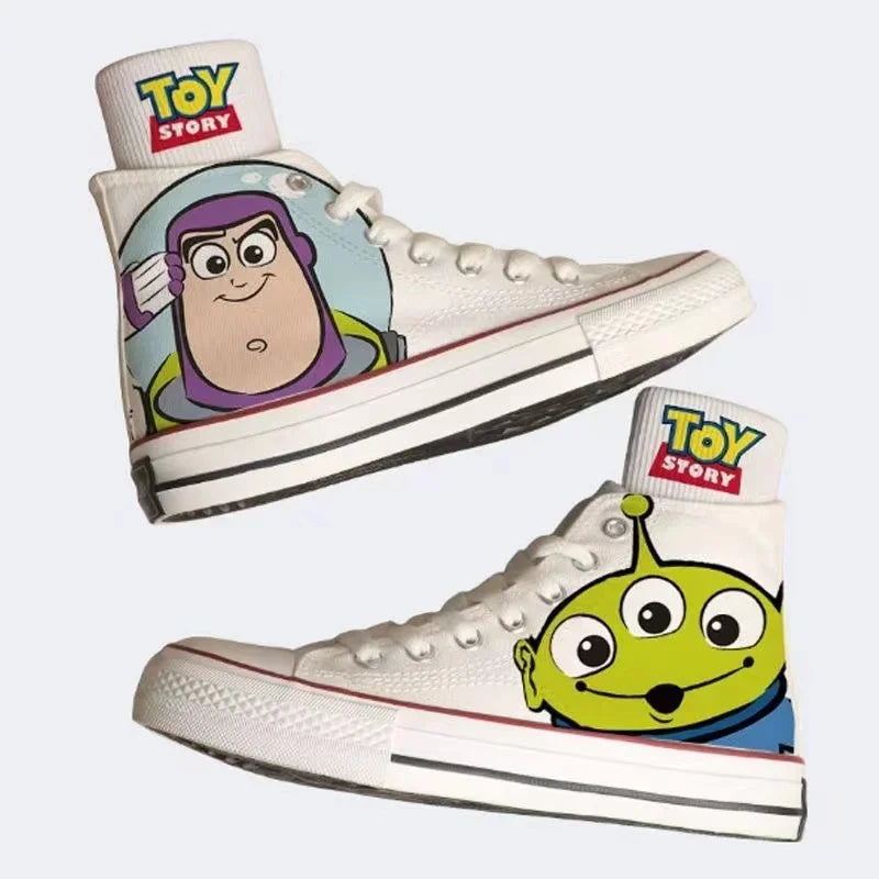 Buzz Lightyear Woody Lotso new plus size High Top Canvas Shoes Man Sneakers 2025 autumn Student Cartoon women girl Casual Shoes
