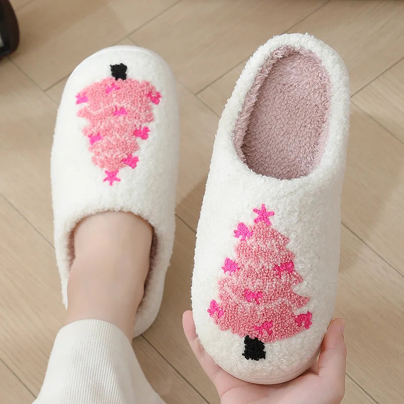 Christmas Fashion Women Slip on Platform House Slippers Casual Men Couples Printing Plus Size Shoes for Women Cotton Warm Shoes