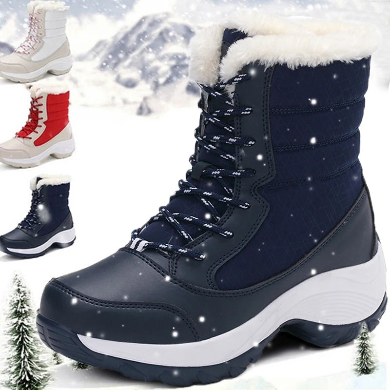 Snow Women Boots Plus Size Ladies Shoes Lace-Up Women Shoes Platform Warm Ankle Boots New Botas Mujer Women's Winter Footwear