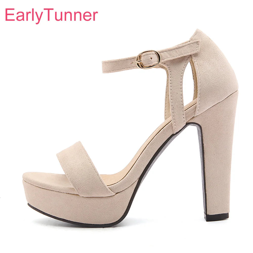 Brand New Hot Sexy Green Beige Women Platform Sandals Super Heels Black Lady Party Nude Shoes Plus Big Small Size 31 43