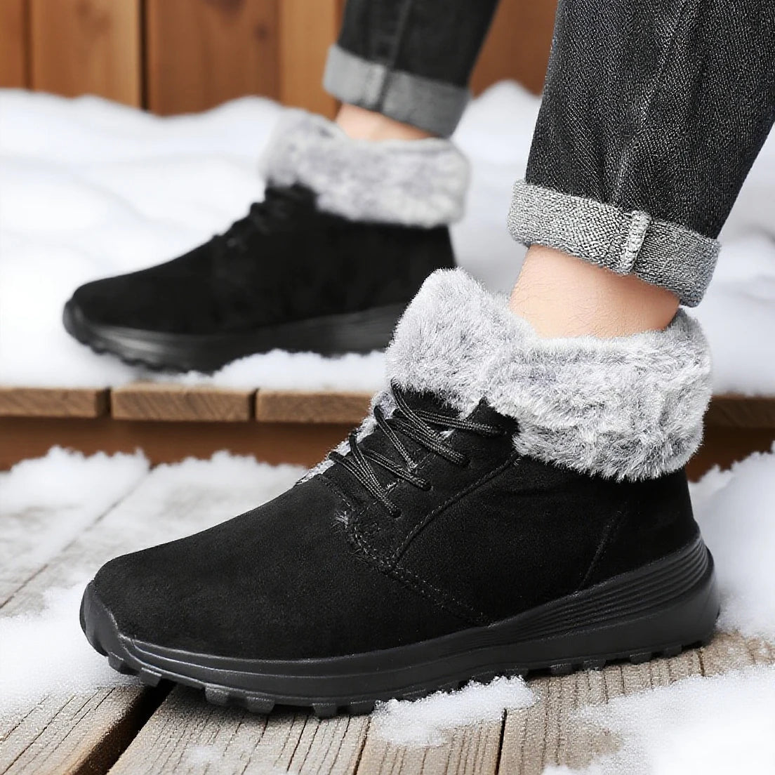 Men Boots Snow Warm Ankle Boots Plush Winter Boots For Men Outdoor Walking Platform Casual Shoes Footwear Size 39-46
