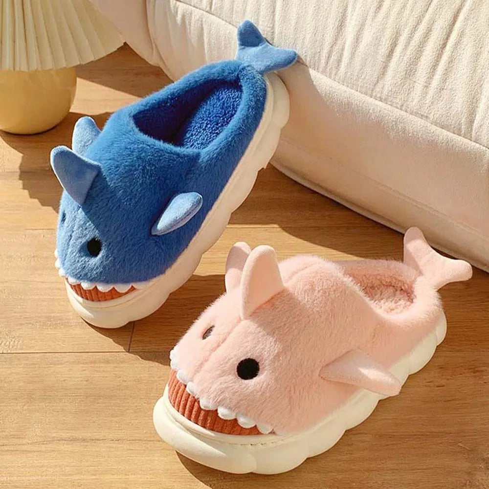 Cloudy Sharks Slipper Shark Plush Slippers Plush Slides Loafers Animals Winter Fluffy Slippers Funny Winter Shoes
