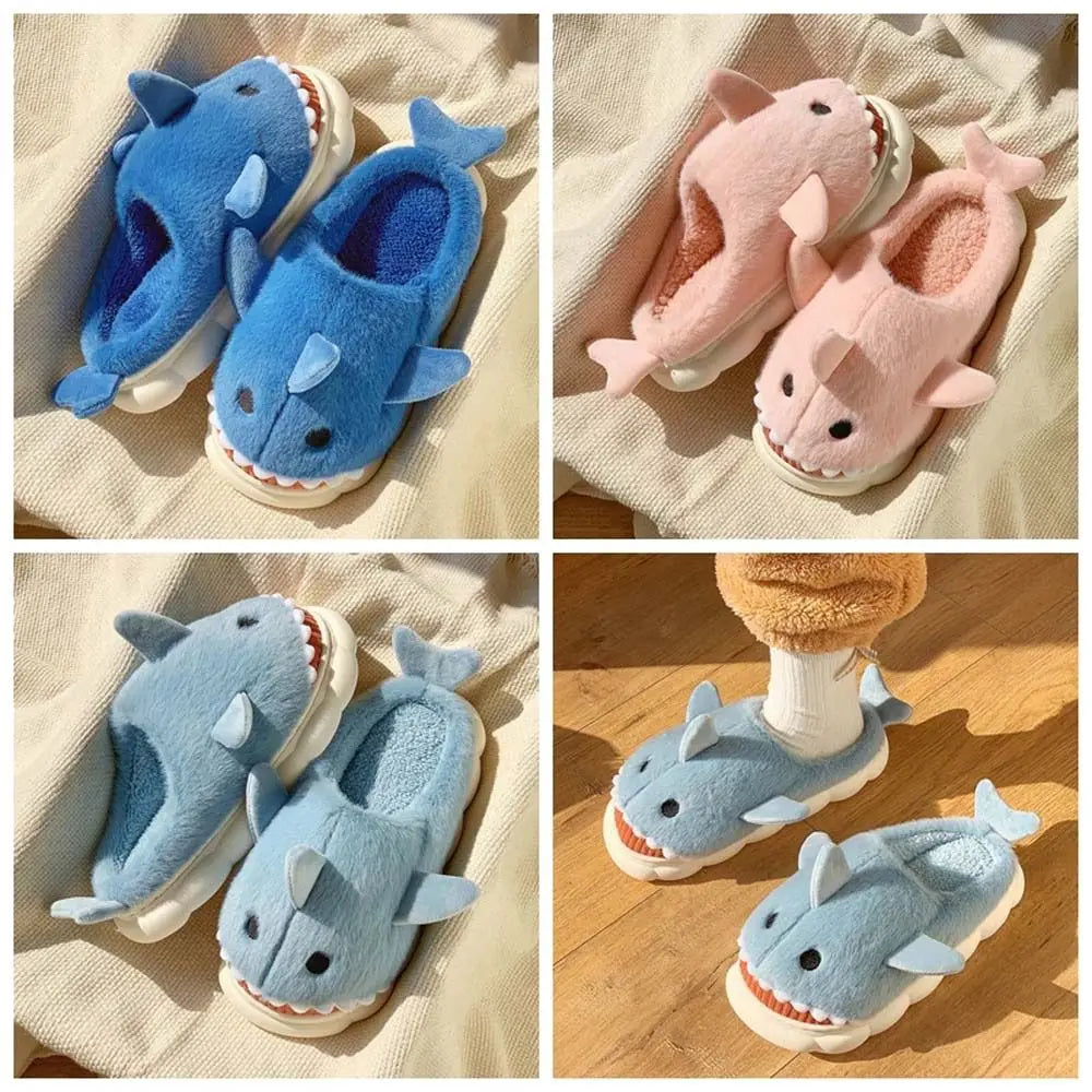Cloudy Sharks Slipper Shark Plush Slippers Plush Slides Loafers Animals Winter Fluffy Slippers Funny Winter Shoes