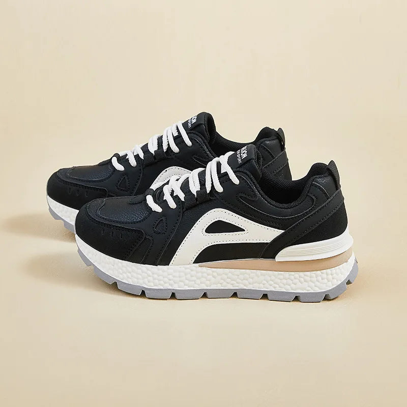 2025 Women's Chunky Dad Shoes, Korean Style Platform Sneakers for Height Increase, Casual Thick Sole Running Shoes for Fall