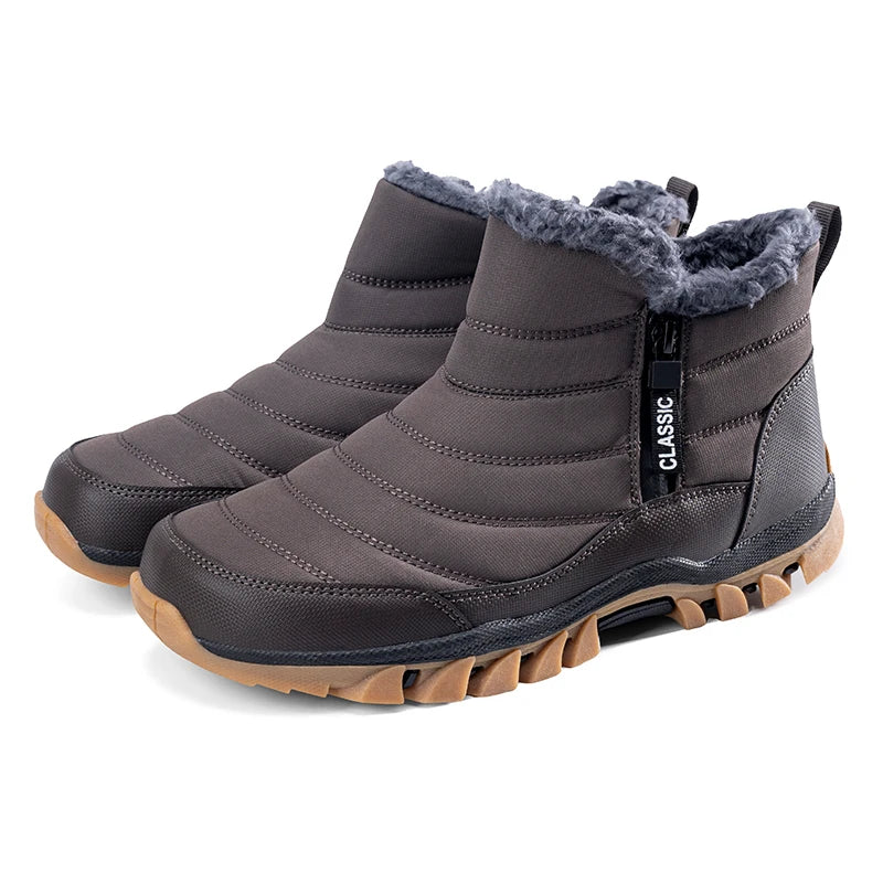 Men’s Heavy-Duty Winter Footwear, Labor Day Camping, Waterproof Faux Fur, Skiing Ready, Comfortable for Hiking