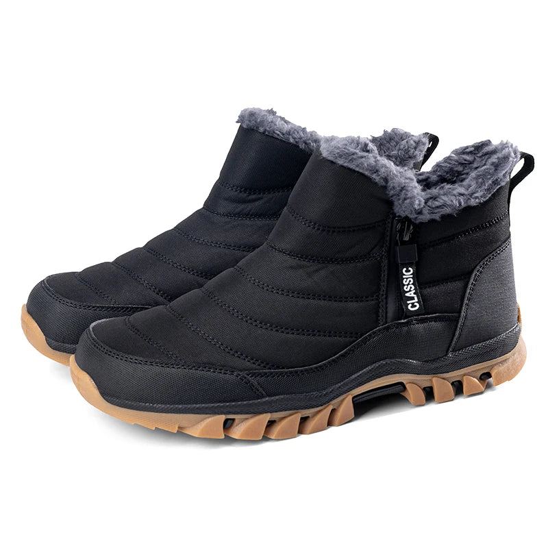 Men’s Heavy-Duty Winter Footwear, Labor Day Camping, Waterproof Faux Fur, Skiing Ready, Comfortable for Hiking