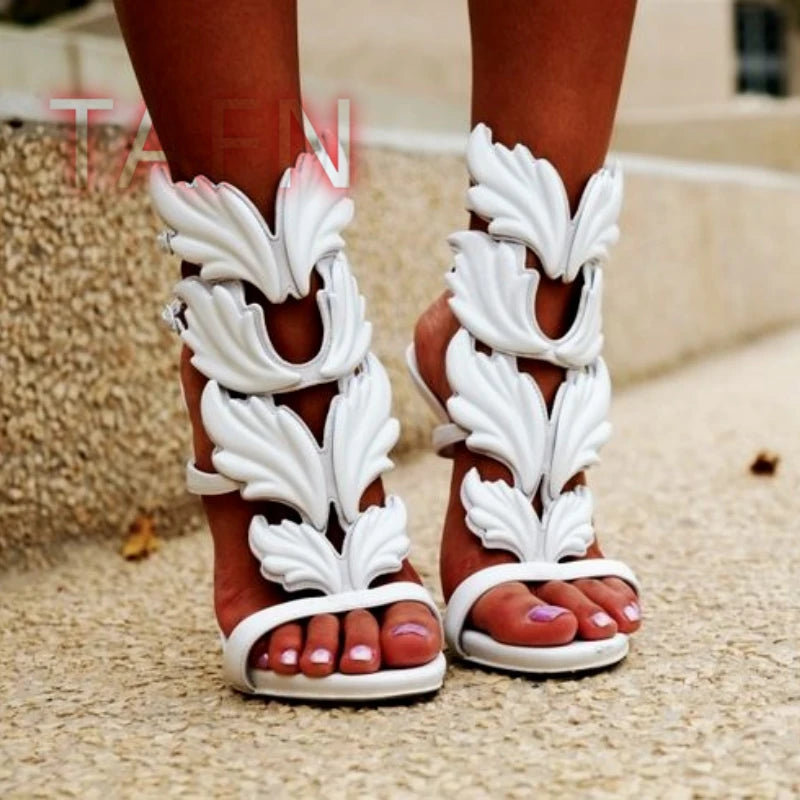 Women Gladiator Sandals Narrow Band Peep Toe Thin Heels Shoes Sexy Buckle Strap Ladies Shoes Runway Heels Sandalias De Mujer