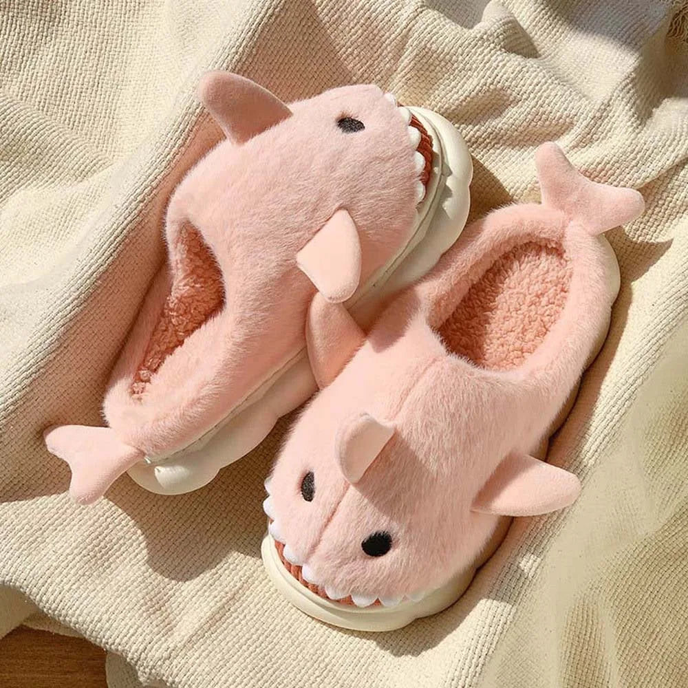 Cloudy Sharks Slipper Shark Plush Slippers Plush Slides Loafers Animals Winter Fluffy Slippers Funny Winter Shoes