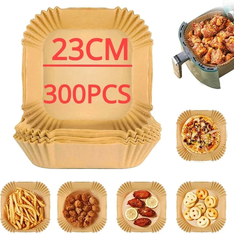 23CM Air Fryer Disposable Baking Paper Liner Non-Stick Mat Steamer Square Round Parchment for Microwave Oven Kitchen Cookers