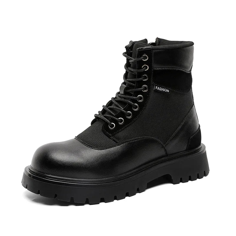 England style mens casual party banquet platform boots breathable canvas shoes cowboy chunky boot handsome motorcycle botas male