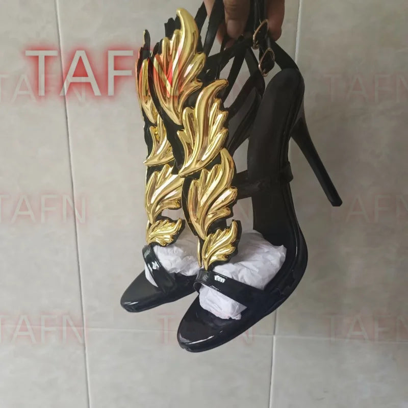 Women Gladiator Sandals Narrow Band Peep Toe Thin Heels Shoes Sexy Buckle Strap Ladies Shoes Runway Heels Sandalias De Mujer