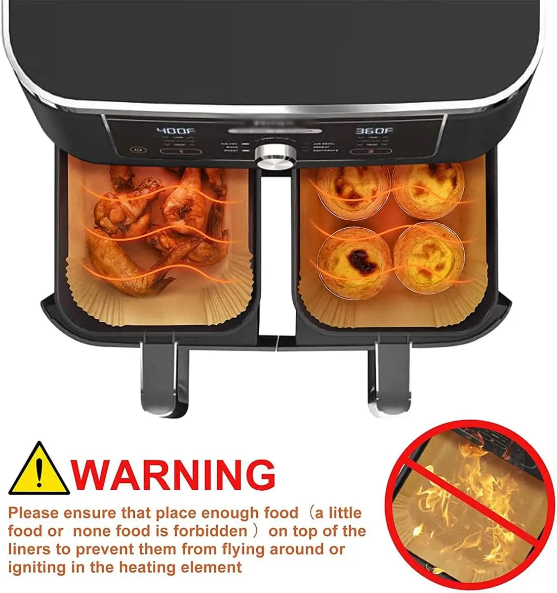23CM Air Fryer Disposable Baking Paper Liner Non-Stick Mat Steamer Square Round Parchment for Microwave Oven Kitchen Cookers
